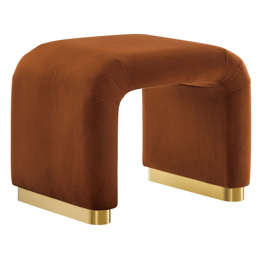 Benzoin Performance Velvet Waterfall Stool in Brass Rust