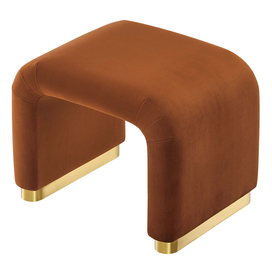 Benzoin Performance Velvet Waterfall Stool in Brass Rust
