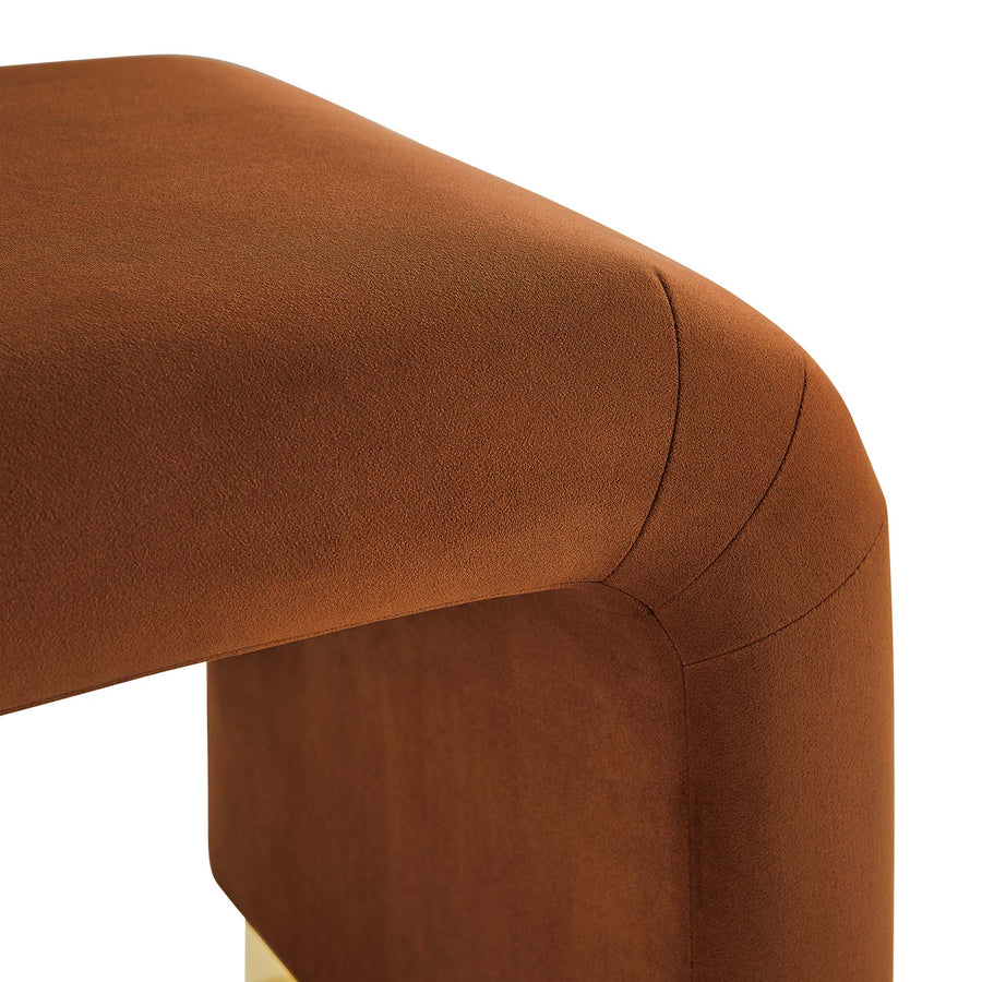 Benzoin Performance Velvet Waterfall Stool in Brass Rust