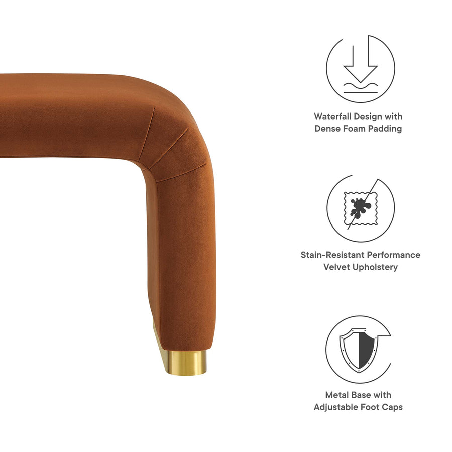 Benzoin Performance Velvet Waterfall Stool in Brass Rust