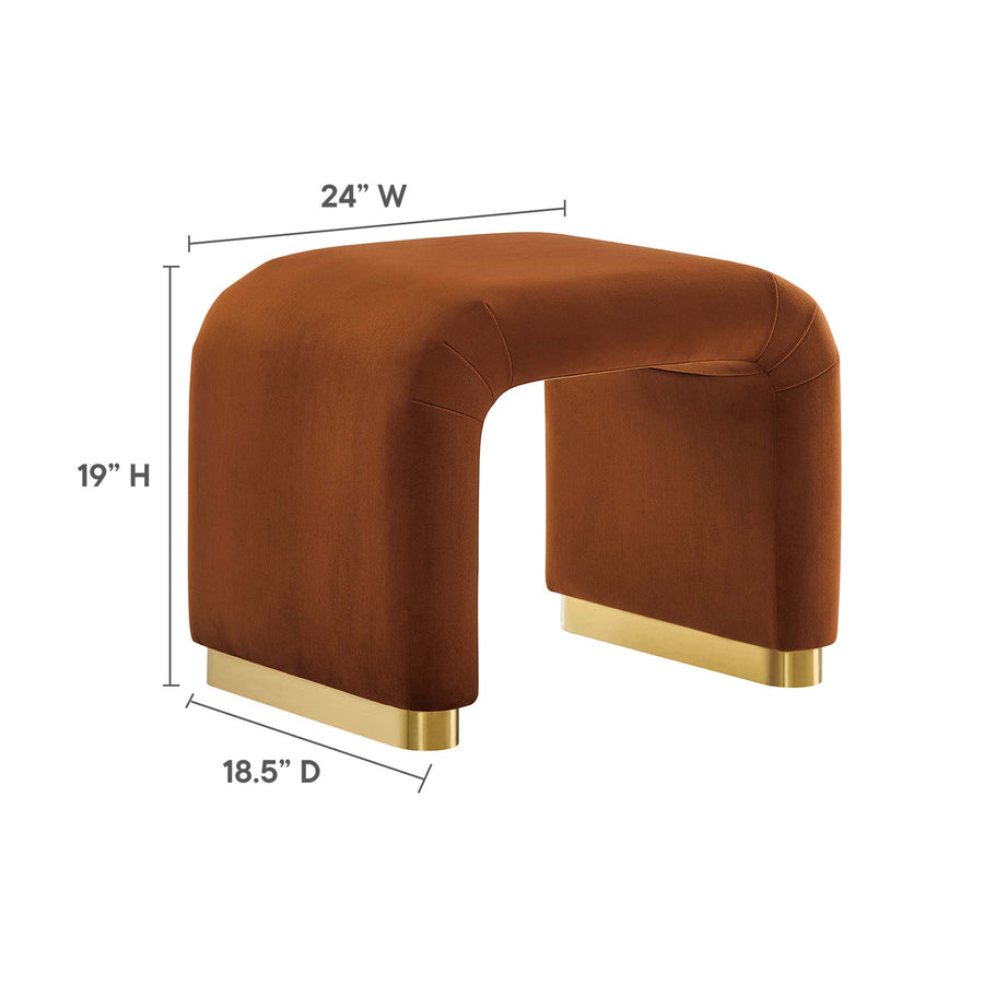 Benzoin Performance Velvet Waterfall Stool in Brass Rust