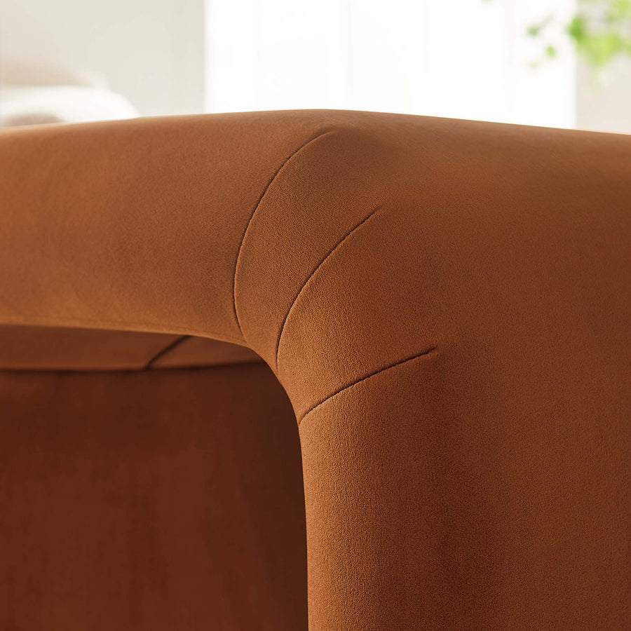 Benzoin Performance Velvet Waterfall Stool in Brass Rust