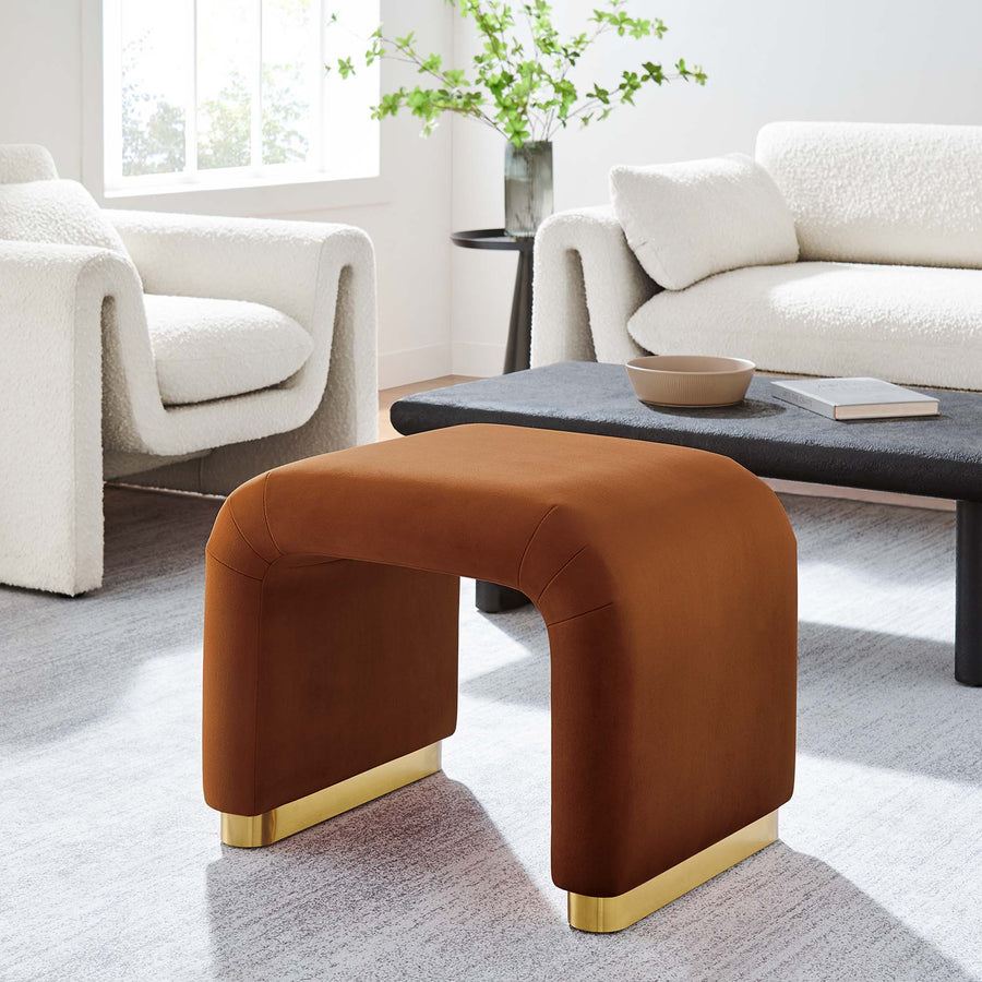 Benzoin Performance Velvet Waterfall Stool in Brass Rust