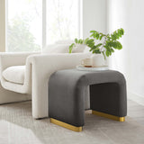 Benzoin Performance Velvet Waterfall Stool in Brass Storm Gray