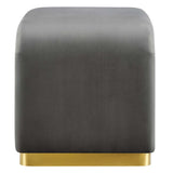 Benzoin Performance Velvet Waterfall Stool in Brass Storm Gray