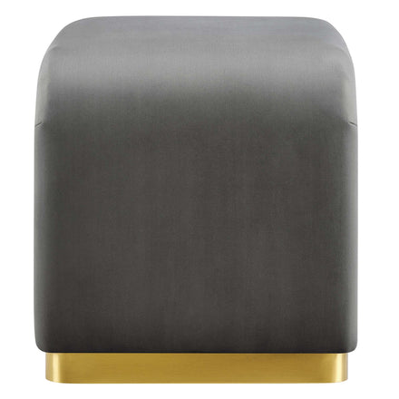 Koda Performance Velvet Waterfall Stool in Brass Storm Gray