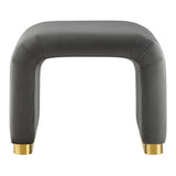 Benzoin Performance Velvet Waterfall Stool in Brass Storm Gray