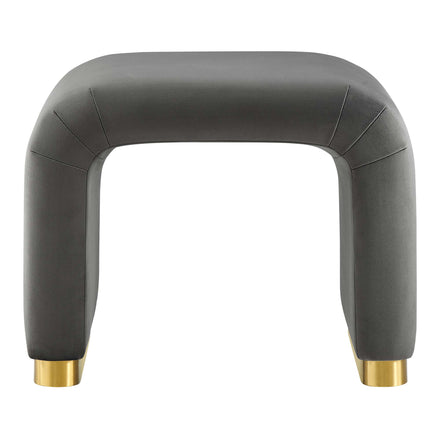 Koda Performance Velvet Waterfall Stool in Brass Storm Gray
