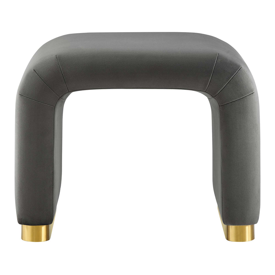 Benzoin Performance Velvet Waterfall Stool in Brass Storm Gray