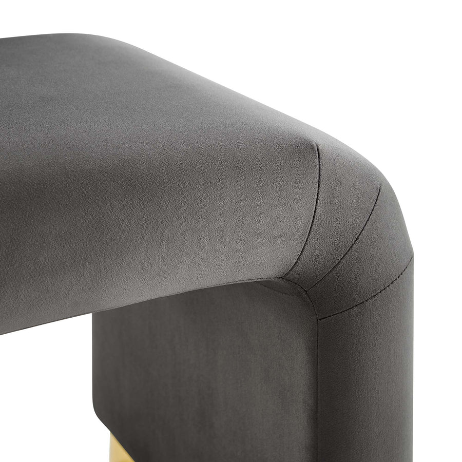 Benzoin Performance Velvet Waterfall Stool in Brass Storm Gray