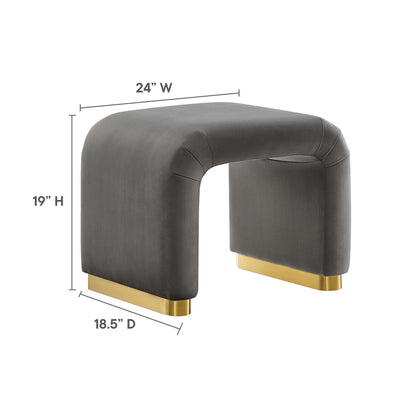 Koda Performance Velvet Waterfall Stool by Furniture For America