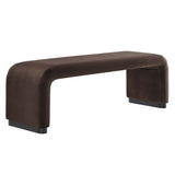 Benzoin Performance Velvet Waterfall Long Bench in Black Chocolate Brown