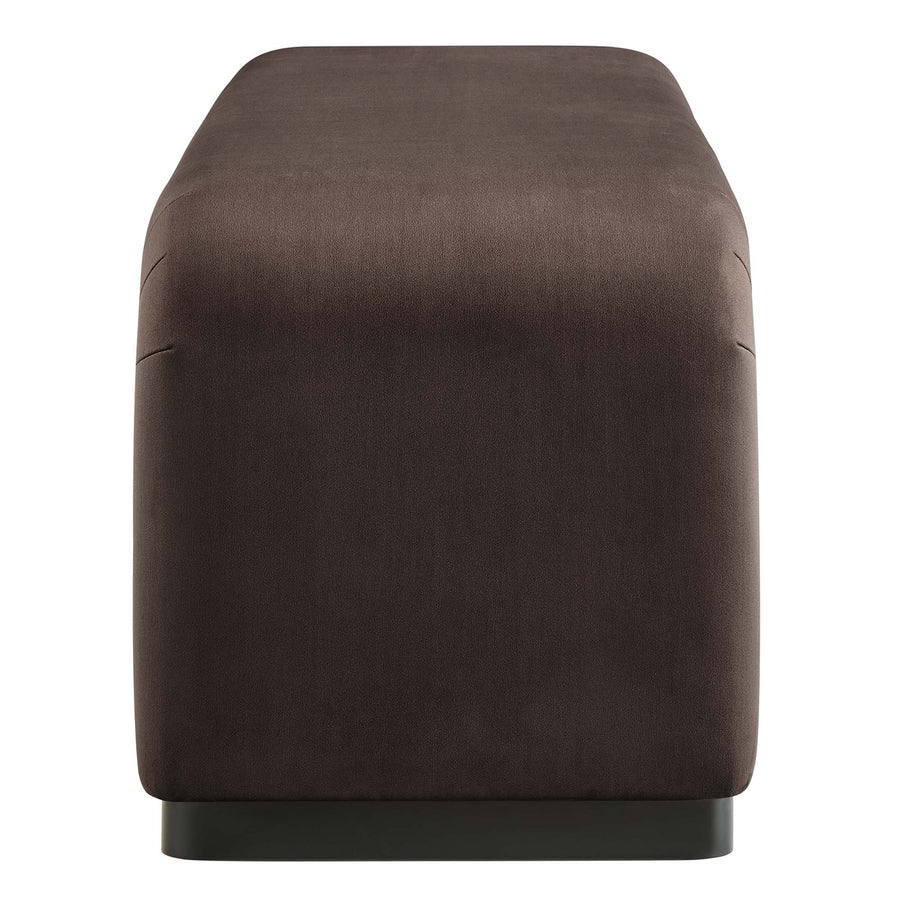 Benzoin Performance Velvet Waterfall Long Bench in Black Chocolate Brown