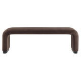 Benzoin Performance Velvet Waterfall Long Bench in Black Chocolate Brown