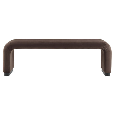 Koda Performance Velvet Waterfall Long Bench in Black Chocolate Brown