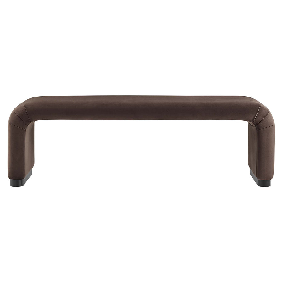 Benzoin Performance Velvet Waterfall Long Bench in Black Chocolate Brown