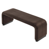 Benzoin Performance Velvet Waterfall Long Bench in Black Chocolate Brown