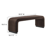 Benzoin Performance Velvet Waterfall Long Bench in Black Chocolate Brown