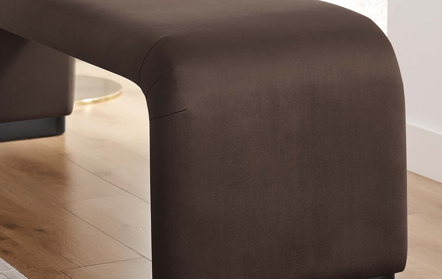 Benzoin Performance Velvet Waterfall Long Bench in Black Chocolate Brown