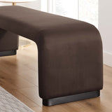 Benzoin Performance Velvet Waterfall Long Bench in Black Chocolate Brown