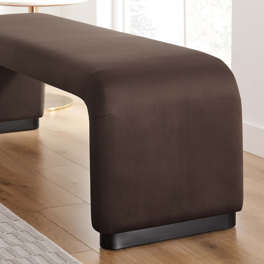 Benzoin Performance Velvet Waterfall Long Bench in Black Chocolate Brown