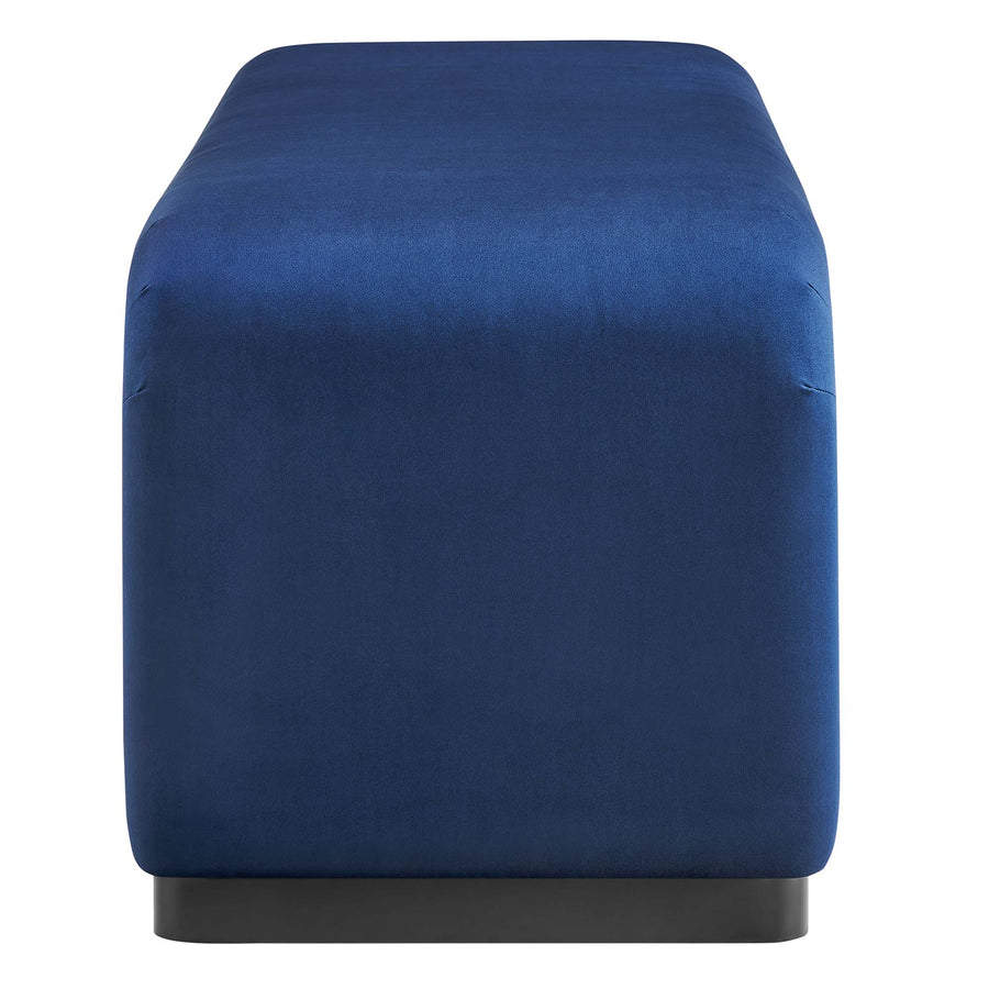Benzoin Performance Velvet Waterfall Long Bench in Black Midnight Blue