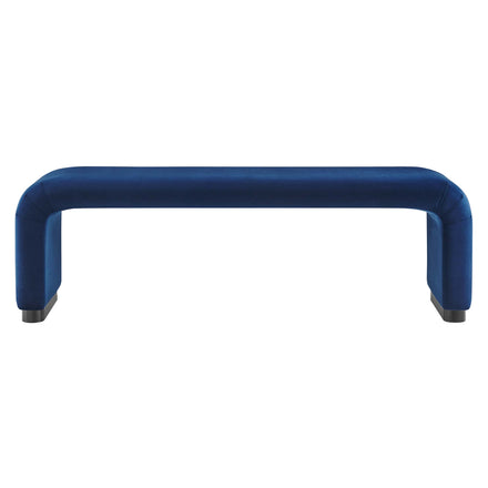 Koda Performance Velvet Waterfall Long Bench in Black Midnight Blue