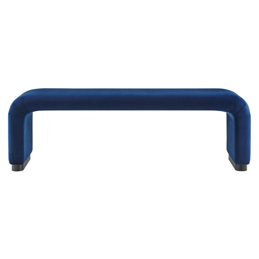 Benzoin Performance Velvet Waterfall Long Bench in Black Midnight Blue