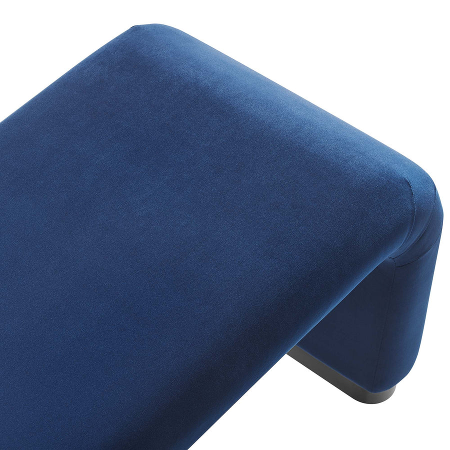 Benzoin Performance Velvet Waterfall Long Bench in Black Midnight Blue