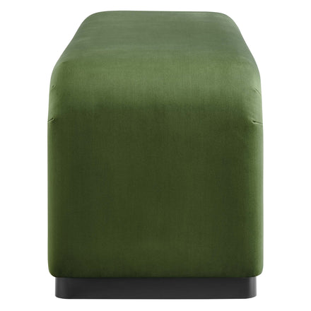 Koda Performance Velvet Waterfall Long Bench in Black Moss Green