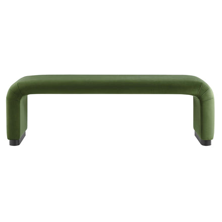 Koda Performance Velvet Waterfall Long Bench in Black Moss Green