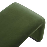 Benzoin Performance Velvet Waterfall Long Bench in Black Moss Green