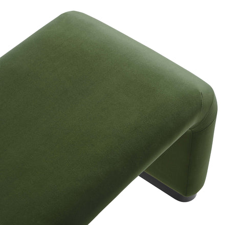 Koda Performance Velvet Waterfall Long Bench in Black Moss Green
