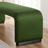 Benzoin Performance Velvet Waterfall Long Bench in Black Moss Green