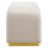 Benzoin Performance Velvet Waterfall Long Bench in Brass Almond