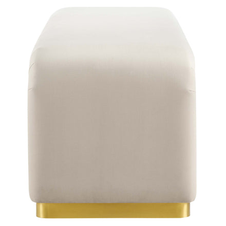 Koda Performance Velvet Waterfall Long Bench in Brass Almond