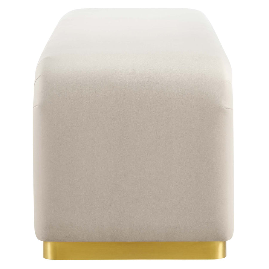 Benzoin Performance Velvet Waterfall Long Bench in Brass Almond