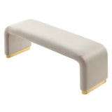 Benzoin Performance Velvet Waterfall Long Bench in Brass Almond