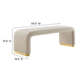 Benzoin Performance Velvet Waterfall Long Bench in Brass Almond