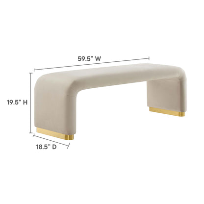 Koda Performance Velvet Waterfall Long Bench by Furniture For America