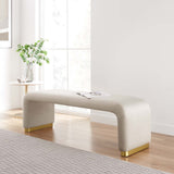 Benzoin Performance Velvet Waterfall Long Bench in Brass Almond