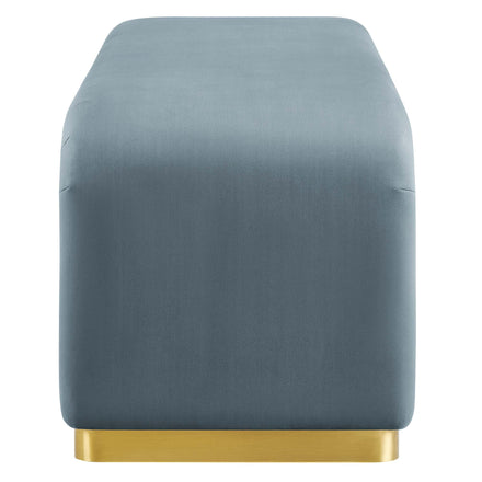 Koda Performance Velvet Waterfall Long Bench in Brass Cadet Blue