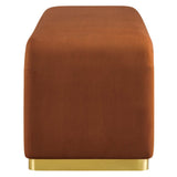 Benzoin Performance Velvet Waterfall Long Bench in Brass Rust