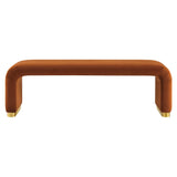 Benzoin Performance Velvet Waterfall Long Bench in Brass Rust