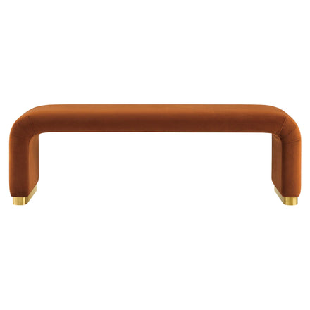 Koda Performance Velvet Waterfall Long Bench in Brass Rust