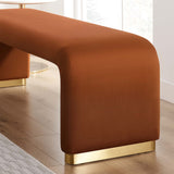 Benzoin Performance Velvet Waterfall Long Bench in Brass Rust