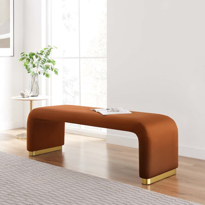 Koda Performance Velvet Waterfall Long Bench by Furniture For America