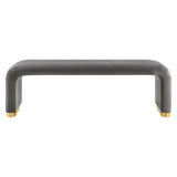 Benzoin Performance Velvet Waterfall Long Bench in Brass Storm Gray