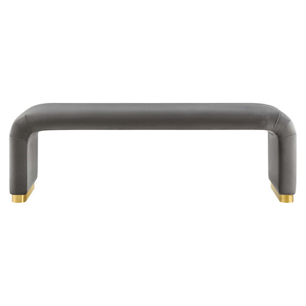 Koda Performance Velvet Waterfall Long Bench in Brass Storm Gray
