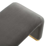 Benzoin Performance Velvet Waterfall Long Bench in Brass Storm Gray